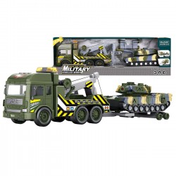 Στρατιωτική Νταλίκα Friction + Τανκ με φως & Ήχους 58x17x12cm ToyMarkt 902379 Αυτοκούρδιστα (Τριβής-Friction)