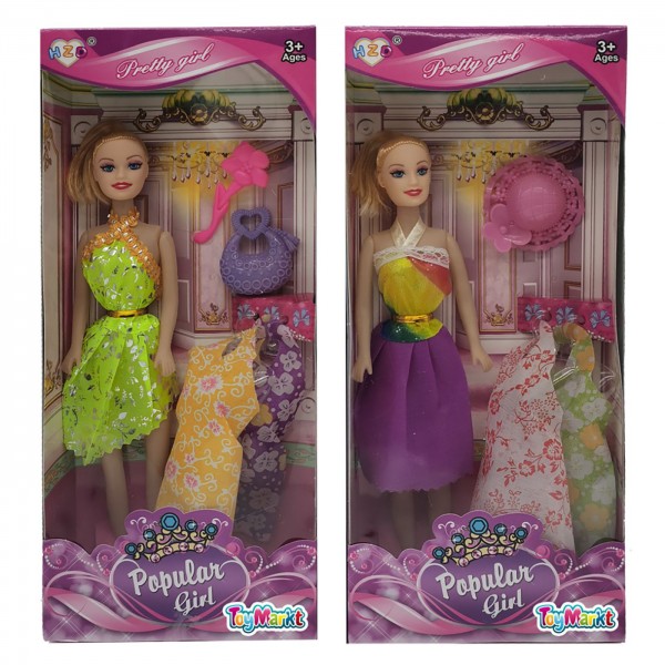 ΚΟΥΚΛΑ POPULAR GIRL & ΑΞΕΣΟΥΑΡ & ΦΟΡΕΜΑΤΑ 14x32x5cm ToyMarkt 922072 Μοντέλα