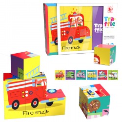 ΚΥΒΟΙ 9 ΤΕΜ, 6 σε 1, ΟΧΗΜΑΤΑ TRAFFIC 26x20x7cm ToyMarkt 95440 Αριθμητήρια - Κύβοι - Πάζλ
