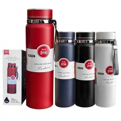 Θερμός Ανοξείδωτος Μονόχρωμος με Λουράκι 1000ml Homie 1002185 Θερμός - Παγούρια