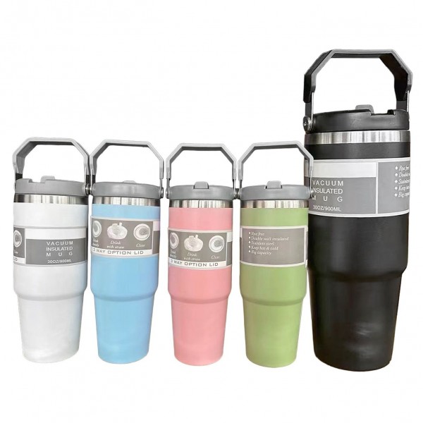 Ποτήρι Θερμός με Ανοιγόμενο Καλαμάκι 900ml Homie 1002188 Θερμός - Παγούρια